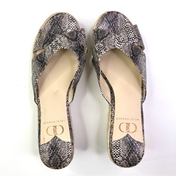 Kelsi Dagger wedge espedrilles slides snakeskin open toe 9 - Picture 7 of 13
